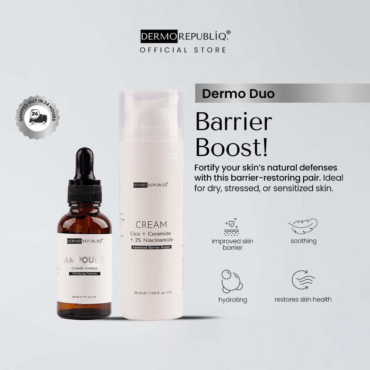 3b23eeac00b24233bdc0ea63d6e780bf_tplv-aphluv4xwc-origin-jpeg Dermorepubliq Dermo Duo - Barrier Boost (82% Cica Clarifying Ampoule + Cica + Ceramide + 2% Niacinamide) - Image 1